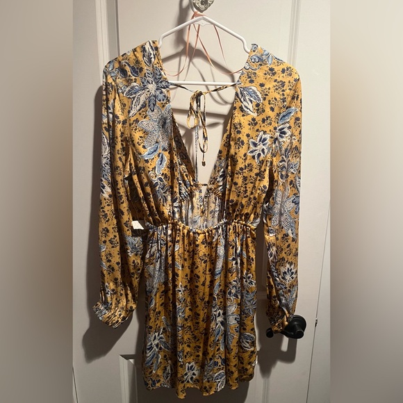 NWT Free People, BEAUTIFUL gold and blue floral dress Size Small - Picture 6 of 10